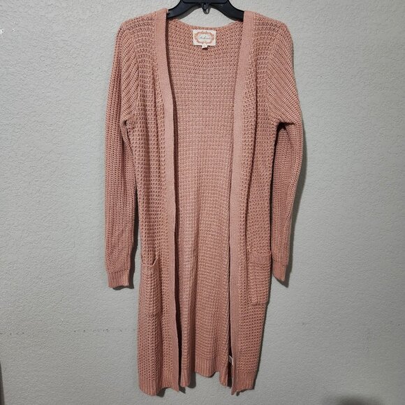 Ambiance Womens Open Front Knit Cardigan Sweater Duster Size S Blush Pink - Picture 1 of 9